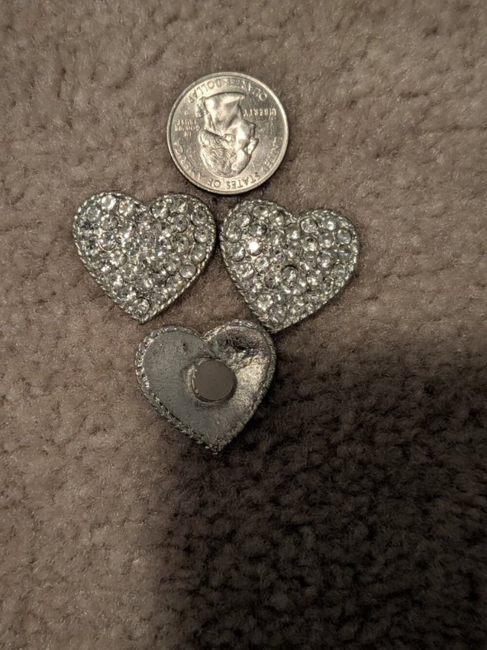 Sparkling Rhinestone Heart Magnets Set of 3 | Silver Crystal Fridge Magnets - Picture 5 of 5